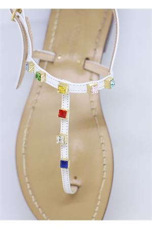 Sandali infradito bianchi con gioielli multicolore Da Costanzo | 1918GIOIELLOBIANCAMULTICOLOR